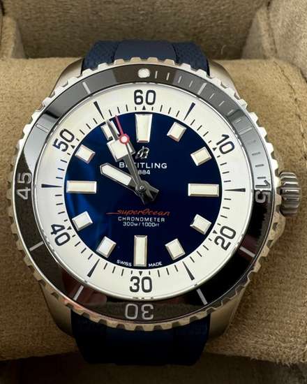2025 Breitling Superocean 44MM Blue Dial Rubber Strap (A17376211C1S)