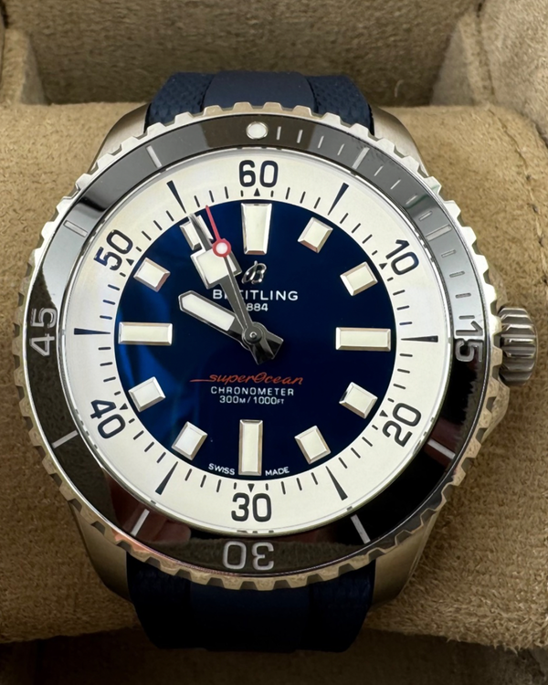 2025 Breitling Superocean 44MM Blue Dial Rubber Strap (A17376211C1S)