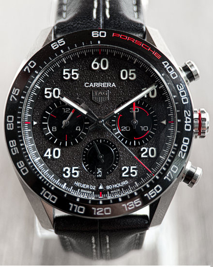 No Reserve - 2021 Tag Heuer Carrera Chronograph X Porsche S.E. 44MM Grey Dial Leather Strap (CBN2A1F.FC6492)