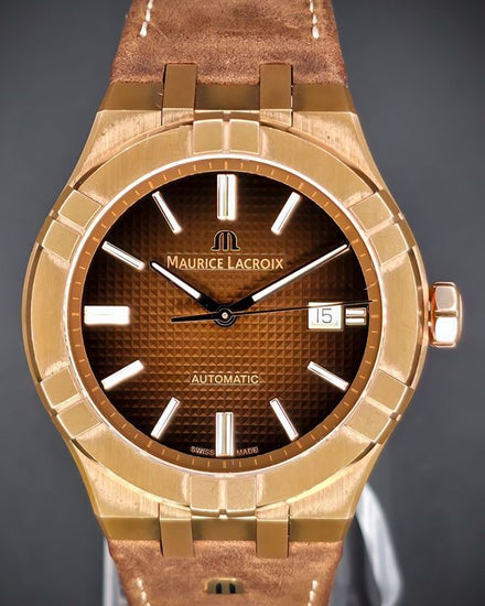 No Reserve - Maurice Lacroix Aikon Automatic L.E. 42MM Brown Dial Leather Strap (AI6008-BRZ01-730-3)
