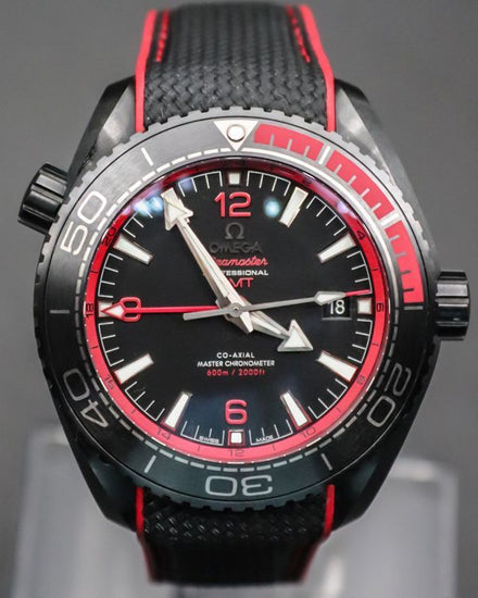 2022 Omega Seamaster Planet Ocean 600M GMT "Deep Black" 45.5MM Black Dial Rubber Strap (215.92.46.22.01.003)