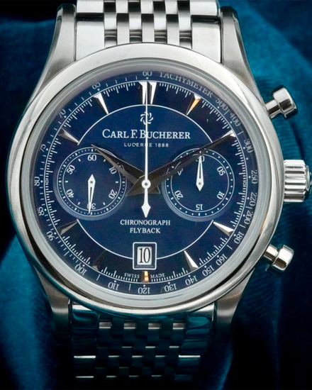 No Reserve - 2022 Carl F. Bucherer Manero Flyback 43MM Blue Dial Steel Bracelet (00.10919.08.53.21)