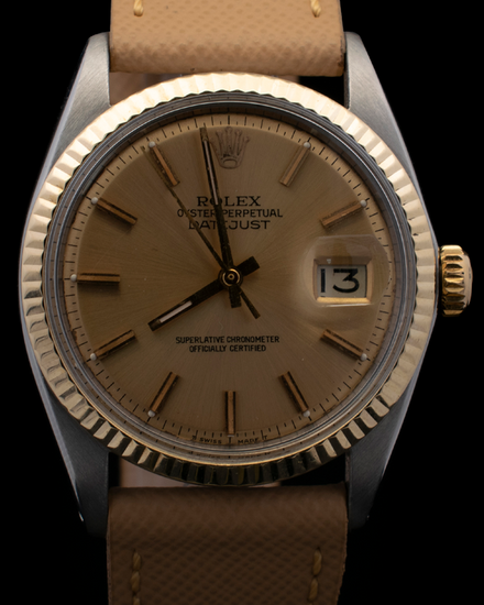 1963 Rolex Datejust 36MM Champagne Dial Aftermarket Leather Strap (1601)