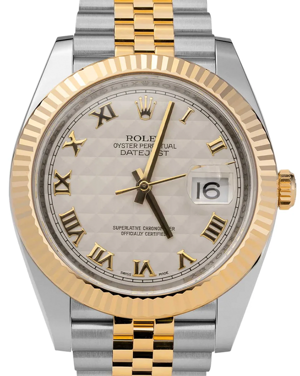 2007 Rolex Datejust 36MM Ivory "Pyramid" Dial Two-Tone Super Jubilee Bracelet (116233)