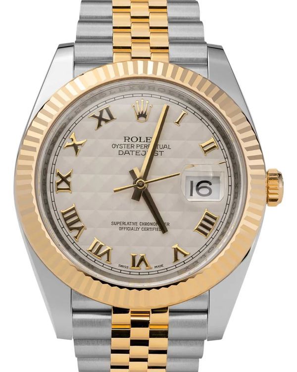 Rolex Datejust 36MM Ivory "Pyramid" Dial Two-Tone Super Jubilee Bracelet (116233)