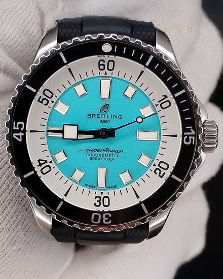 2019 Breitling Superocean 44MM Turquoise Dial Rubber Strap (A17376211L2S1)