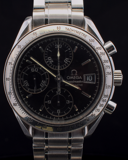 2002 Omega Speedmaster Date 39MM Black Dial Steel Bracelet (3513.50.00)