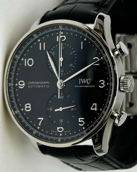 No Reserve - 2020 IWC Schaffhausen Portugieser Chronograph 41MM Black Dial Leather Strap (IW371609)
