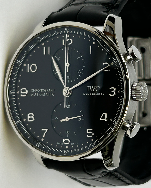 No Reserve - 2020 IWC Schaffhausen Portugieser Chronograph 41MM Black Dial Leather Strap (IW371609)