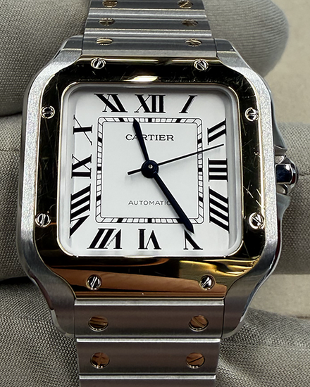 2023 Cartier Santos De Cartier 35.1MM White Dial Two-Tone Bracelet (W2SA0016)
