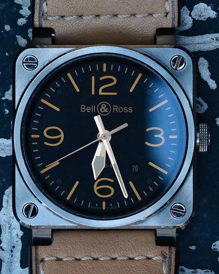 Bell & Ross BR 03 92 Golden Heritage 42MM Black Dial Leather Strap (BR0392-GH-ST/SCA)