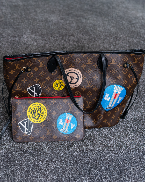 Louis Vuitton Neverfull MM Tote "My Monogram World Tour" 11.41 x 12.59IN Steel Hardware Leather Strap (M42844)
