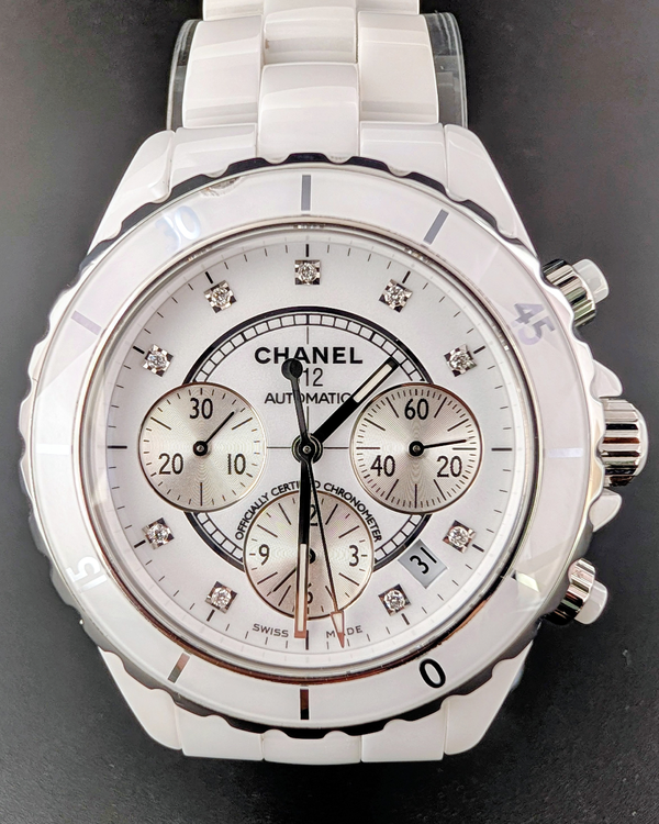Chanel J12 41MM White "9pt Diamond" Dial Ceramic Bracelet (H2009)