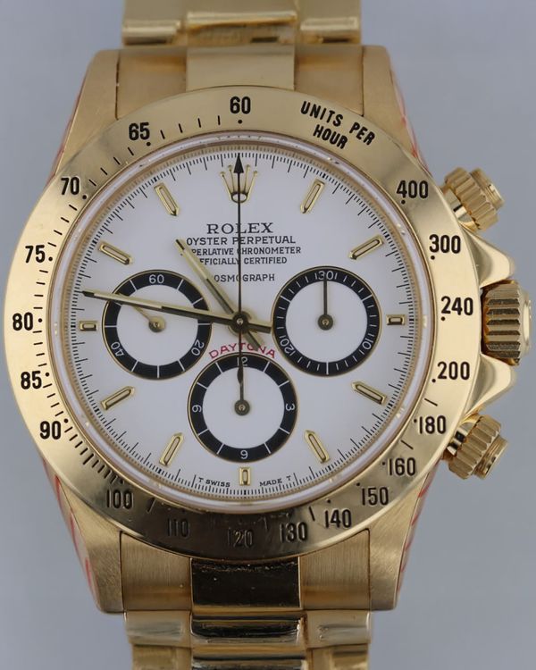 1991 (N Serial) Rolex Cosmograph Daytona "Panda" 40MM White Dial Yellow Gold Oyster Bracelet (16528)