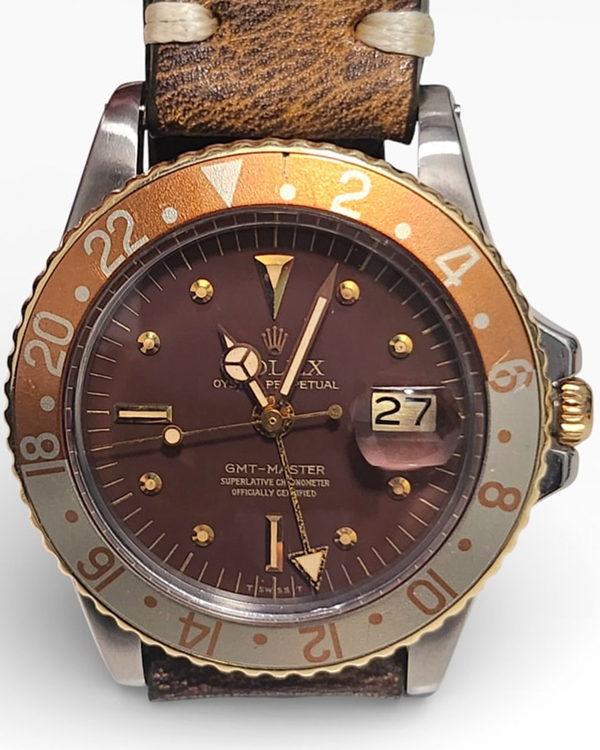 Rolex GMT-Master "Faded Rootbeer" 40MM Brown Dial Aftermarket Leather Strap (1675)
