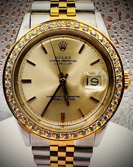 No Reserve - 1980 Rolex Datejust 36MM Champagne Dial Aftermarket Two-Tone Bracelet (1601)