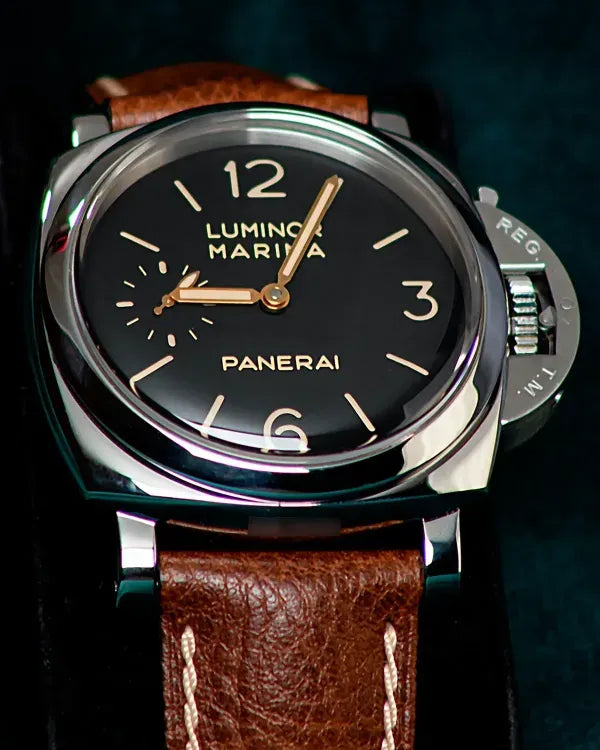 2014 Panerai Luminor Marina 1950 3 Days 47MM Black Dial Leather Strap (PAM00422)