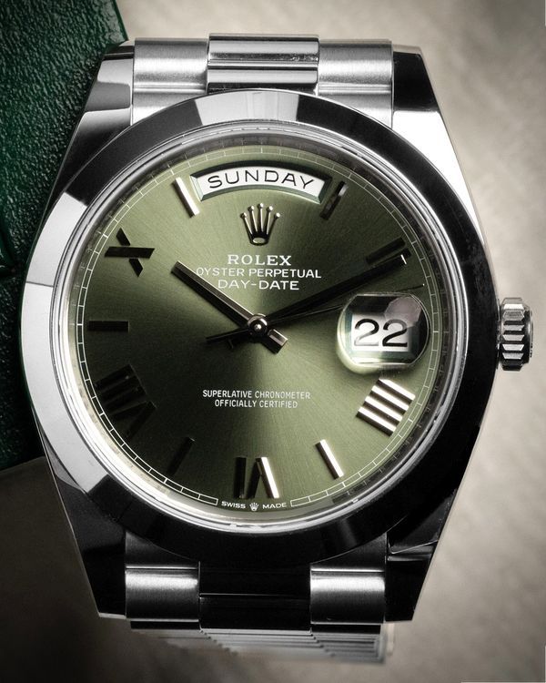 2021 Rolex Day-Date 40MM Green Dial Platinum President Bracelet (228206)