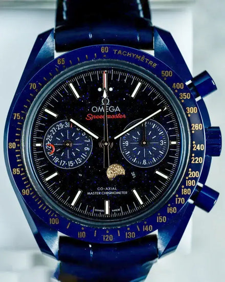 2022 Omega Speedmaster Moonphase "Blue Side of the Moon" 44.25MM Aventurine Dial Leather Strap (304.93.44.52.03.002)