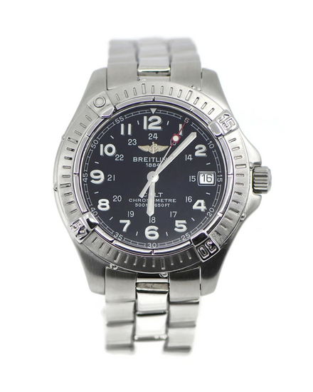 Breitling Colt 38MM Quartz Black Dial Steel Bracelet (A74350)