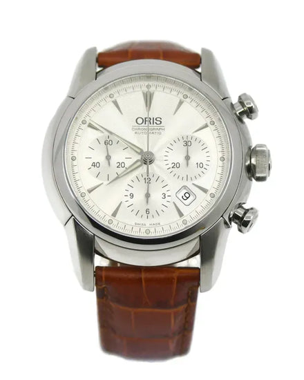 Oris Artelier Chronograph 44MM Silver Dial Leather Strap (7547)