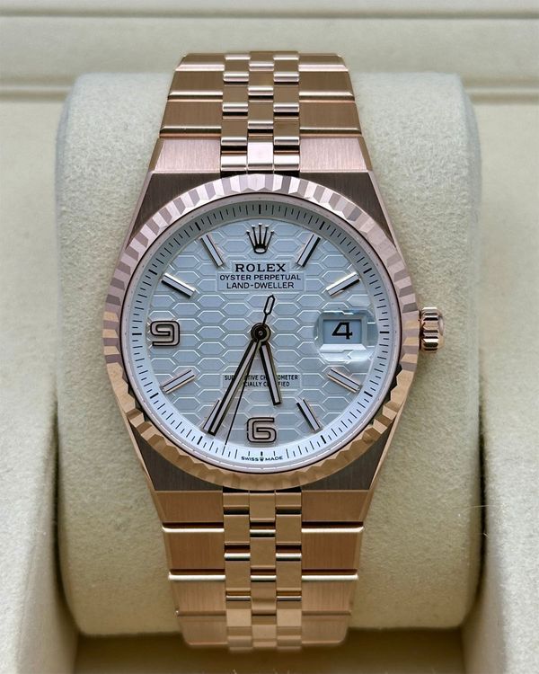 2026 Rolex Land-Dweller 36MM White Dial Rose Gold Flat Jubilee Bracelet (127235)
