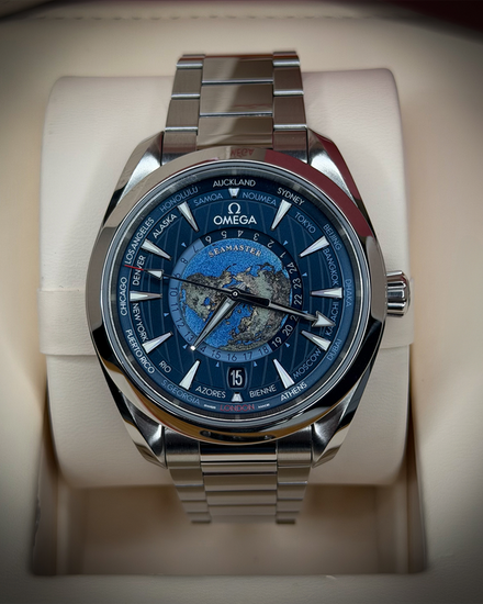 2021 Omega Seamaster Aqua Terra Worldtimer 43MM Blue Dial Steel Bracelet (220.10.43.22.03.001)