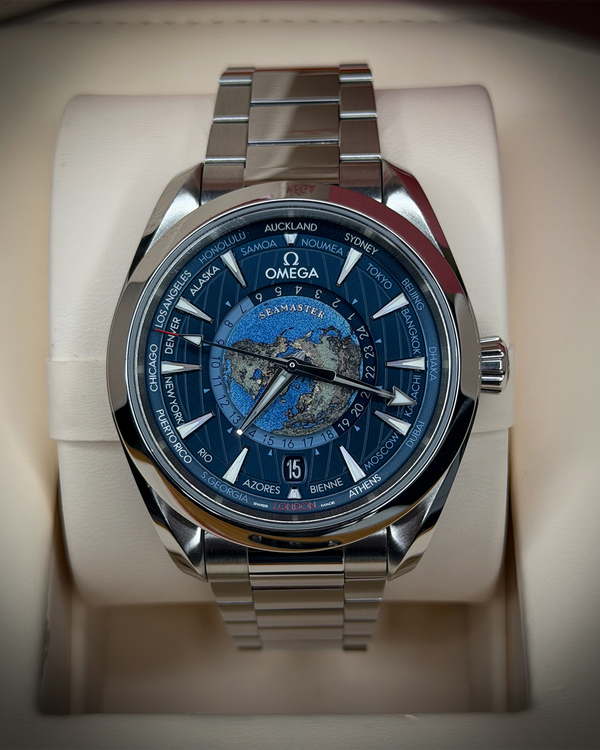2021 Omega Seamaster Aqua Terra Worldtimer 43MM Blue Dial Steel Bracelet (220.10.43.22.03.001)