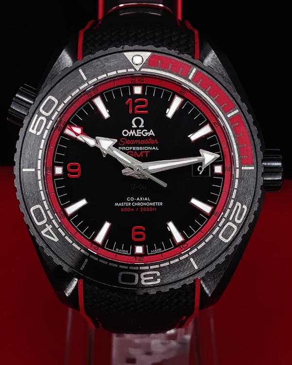 2019 Omega Seamaster Planet Ocean 600M GMT "Deep Black" 45.5MM Black Dial Rubber Strap (215.92.46.22.01.003)