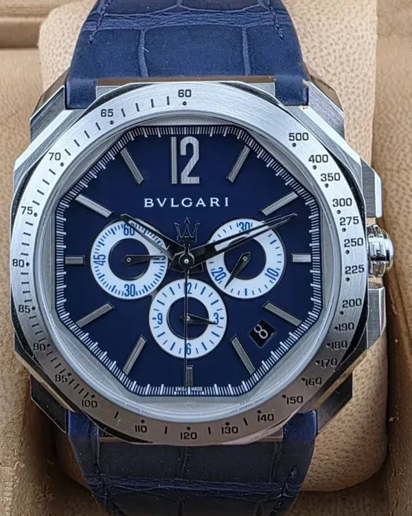 Bvlgari Octo Velocissimo Maserati L.E. 41MM Blue Dial Leather Strap (BGO41SCH)