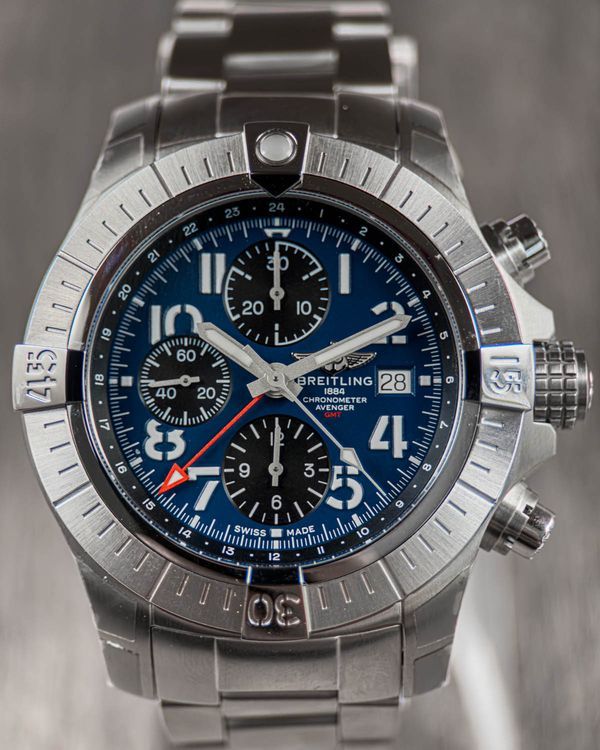 No Reserve - 2023 Breitling Avenger Chronograph GMT 45MM Blue Dial Steel Bracelet (A24315)