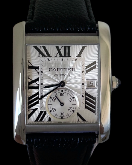 No Reserve - Cartier Tank MC 34MM Silver Dial Leather Strap (3589)