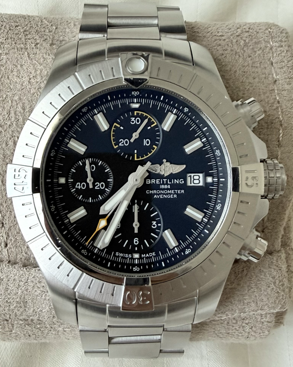 Breitling Avenger Chronograph 45MM Black Dial Steel Bracelet (A13317101B1A1)