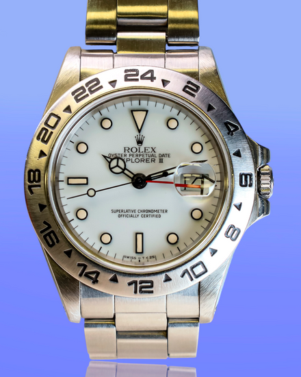 No Reserve - 1987 (R Serial) Rolex Explorer II 40MM White Dial Oyster Bracelet (16550)