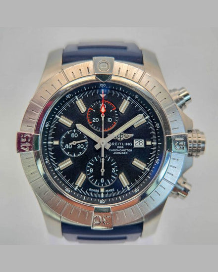 2018 Breitling Super Avenger Chronograph 48MM Black Dial Rubber Strap (A13375)