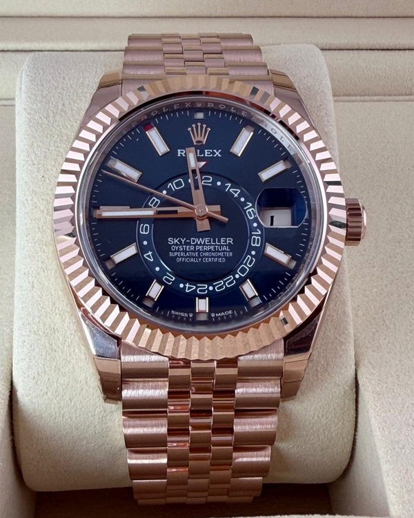 2026 Rolex Sky-Dweller 42MM Blue Dial Rose Gold Jubilee Bracelet (336935)