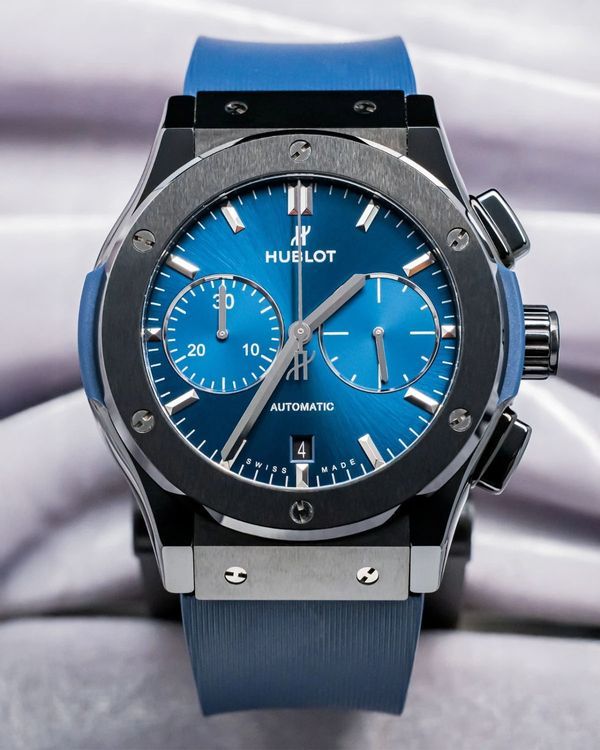2022 Hublot Classic Fusion Chronograph 45MM Blue Dial Rubber Strap (521.CM.7170.LR)