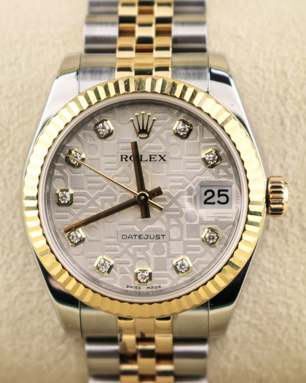 2011 Rolex Lady-Datejust 31MM Silver "Jubilee Motif" Dial Two-Tone Jubilee Bracelet (178273)