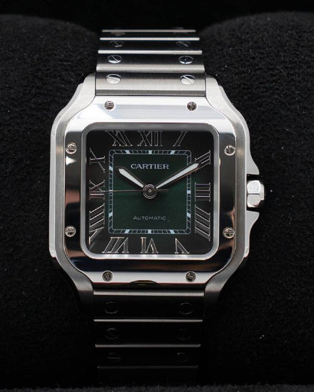 2025 Cartier Santos De Cartier 35.1MM Green Dial Steel Bracelet (WSSA0061)