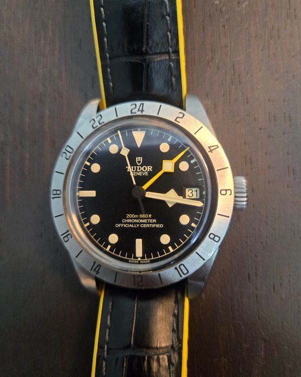 2022 Tudor Black Bay Pro GMT 39MM Black Dial Aftermarket Leather Strap (79470)