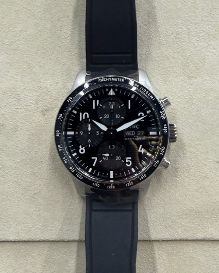 2026 IWC Schaffhausen Pilot Performance Chronograph AMG 41MM Black Dial Rubber Strap (IW388305)