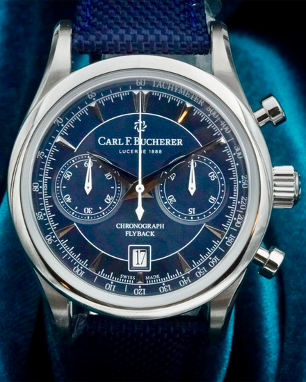 No Reserve - Carl F. Bucherer Manero Flyback 43MM Blue Dial Textile Strap (00.10919.08.53.01)
