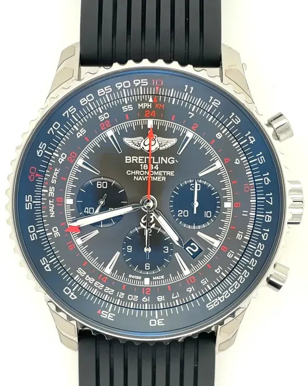 2018 Breitling Navitimer B04 Chronograph GMT L. E. 48MM Stratos Grey Dial Rubber Strap (AB04413A/F573)