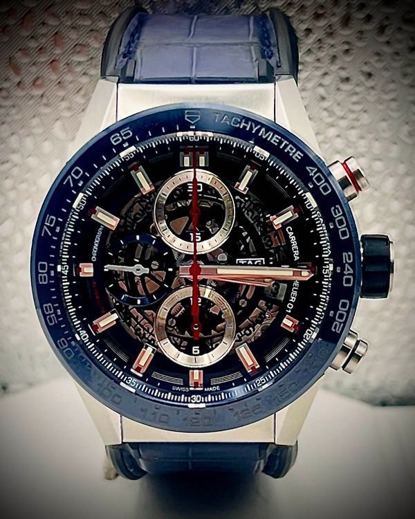 2019 Tag Heuer Carrera 43MM Skeleton Dial Leather Strap (CAR201T-0)