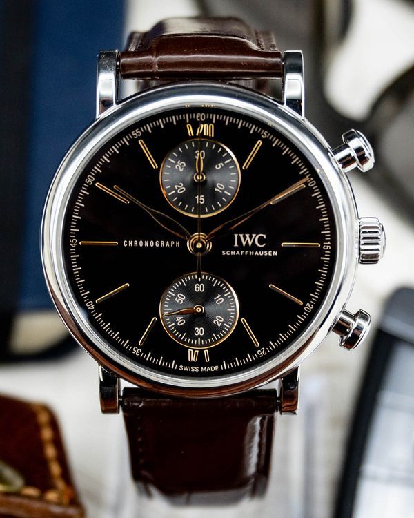 2021 IWC Schaffhausen Portofino 39MM Black Dial Leather Strap (IW391404)