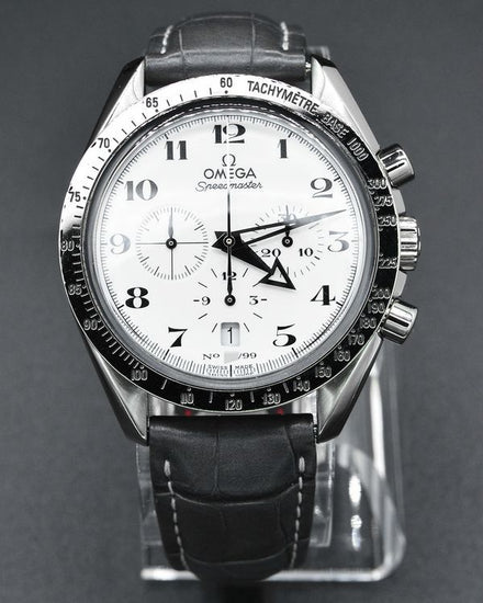 Omega Speedmaster "Broad Arrow" L. E. 18k Gold 42MM White Dial Leather Strap (3657.20.31)