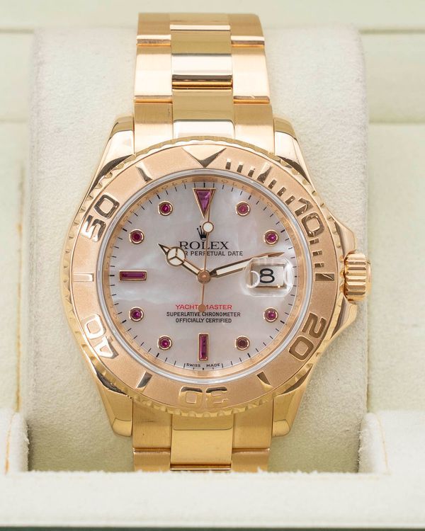 Rolex Yacht-Master 40MM Mother of Pearl "Ruby" Dial Yellow Gold Oyster Bracelet (16628)