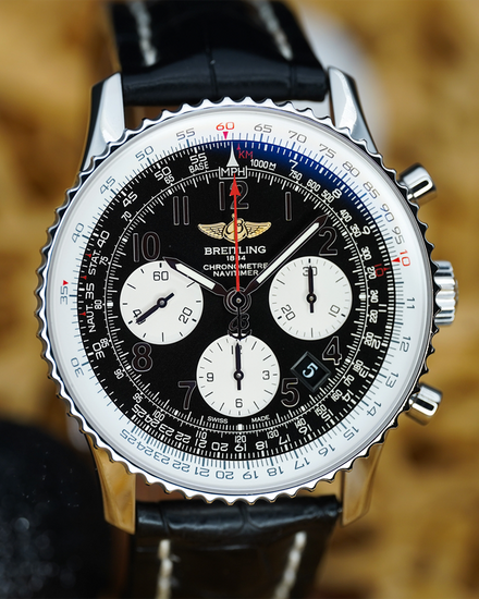 No Reserve - 2011 Breitling Navitimer 01 43MM Black Dial Leather Strap (AB0120)