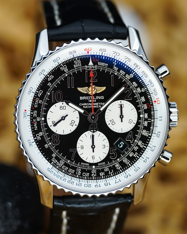 No Reserve - 2011 Breitling Navitimer 01 43MM Black Dial Leather Strap (AB0120)