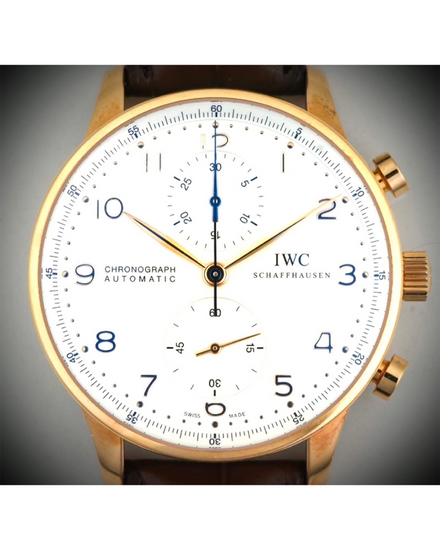 IWC Schaffhausen Portugieser Chronograph 40.9MM Silver Dial Leather Strap (IW371480)